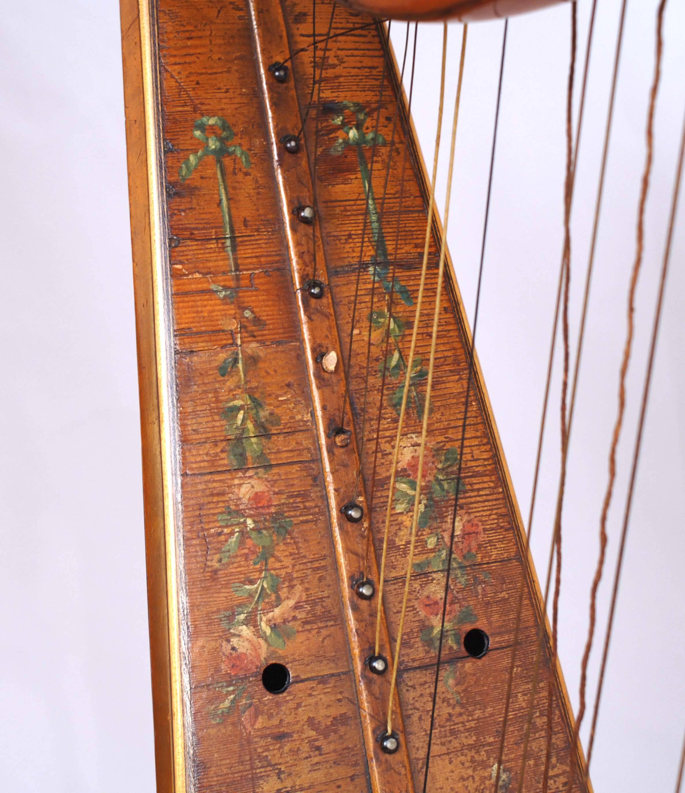 Lacquered 18th Century French Harp Period Louis XVI circa 1791 Free Shipping For Sale