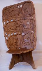 African Duguot Throne Chief Chair Carved Sculpted Animals Free Shipping