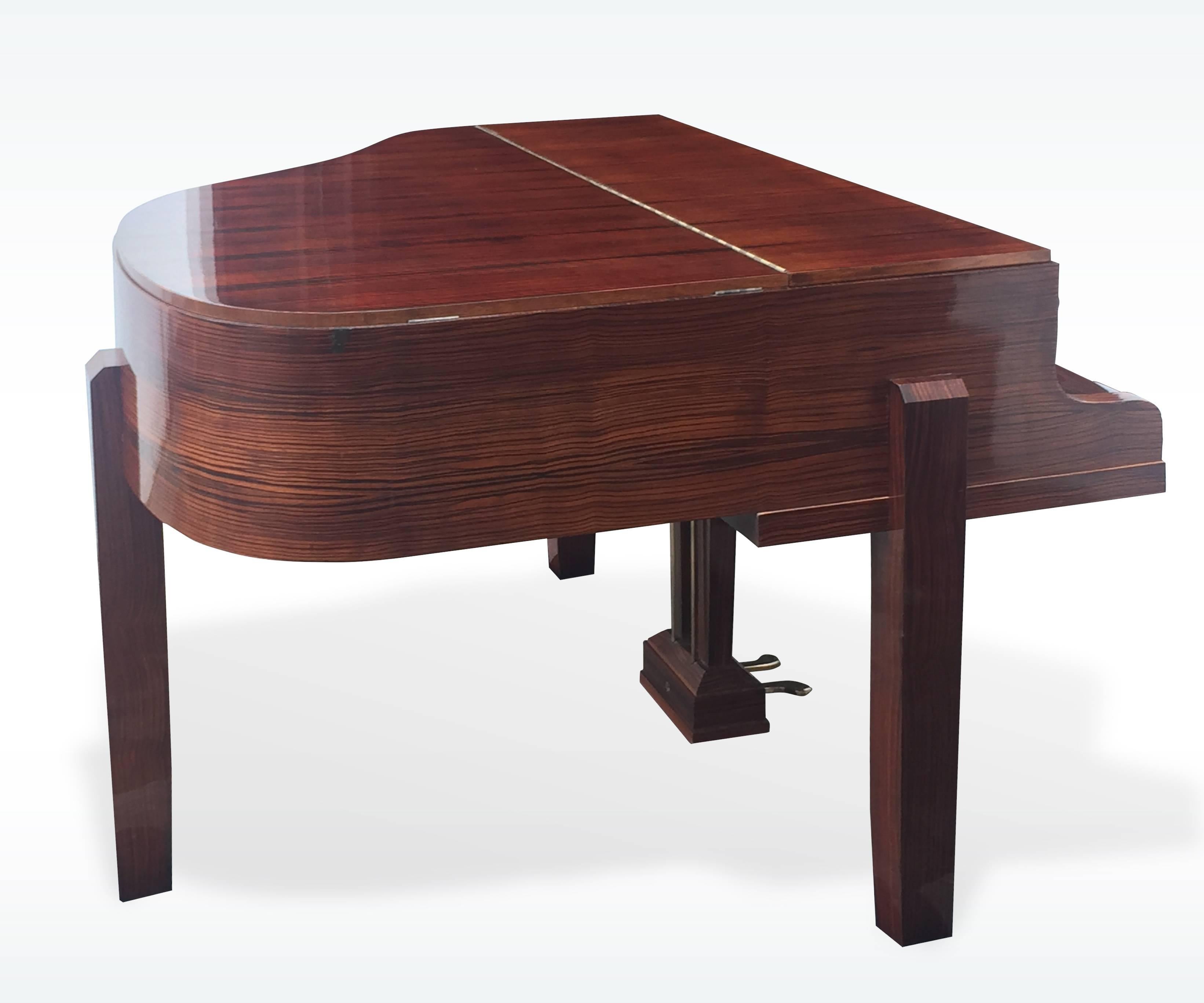 French Mid-century-modern / Modernist  Grand Piano Pleyel Macassar Ebony Citruswood For Sale