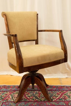 Michel Roux Spitz Rare Mahogany Swivel Office Chair French Modernist Art Deco