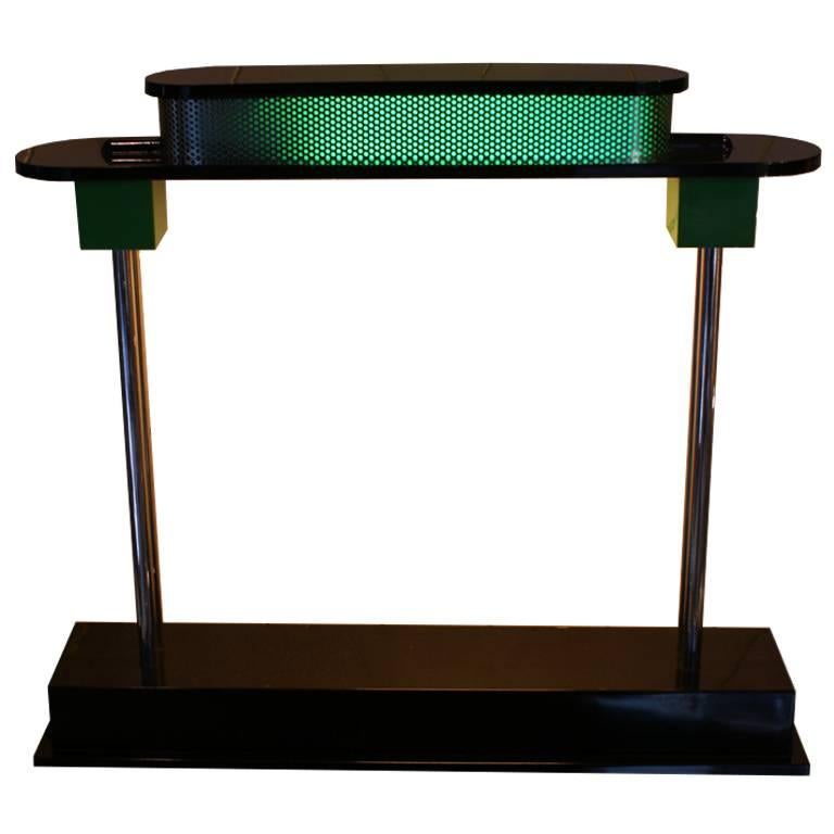 Green and Black Desk Lamp "Pausania" by E. Sottsass; Resin Body and Methacrylate For Sale