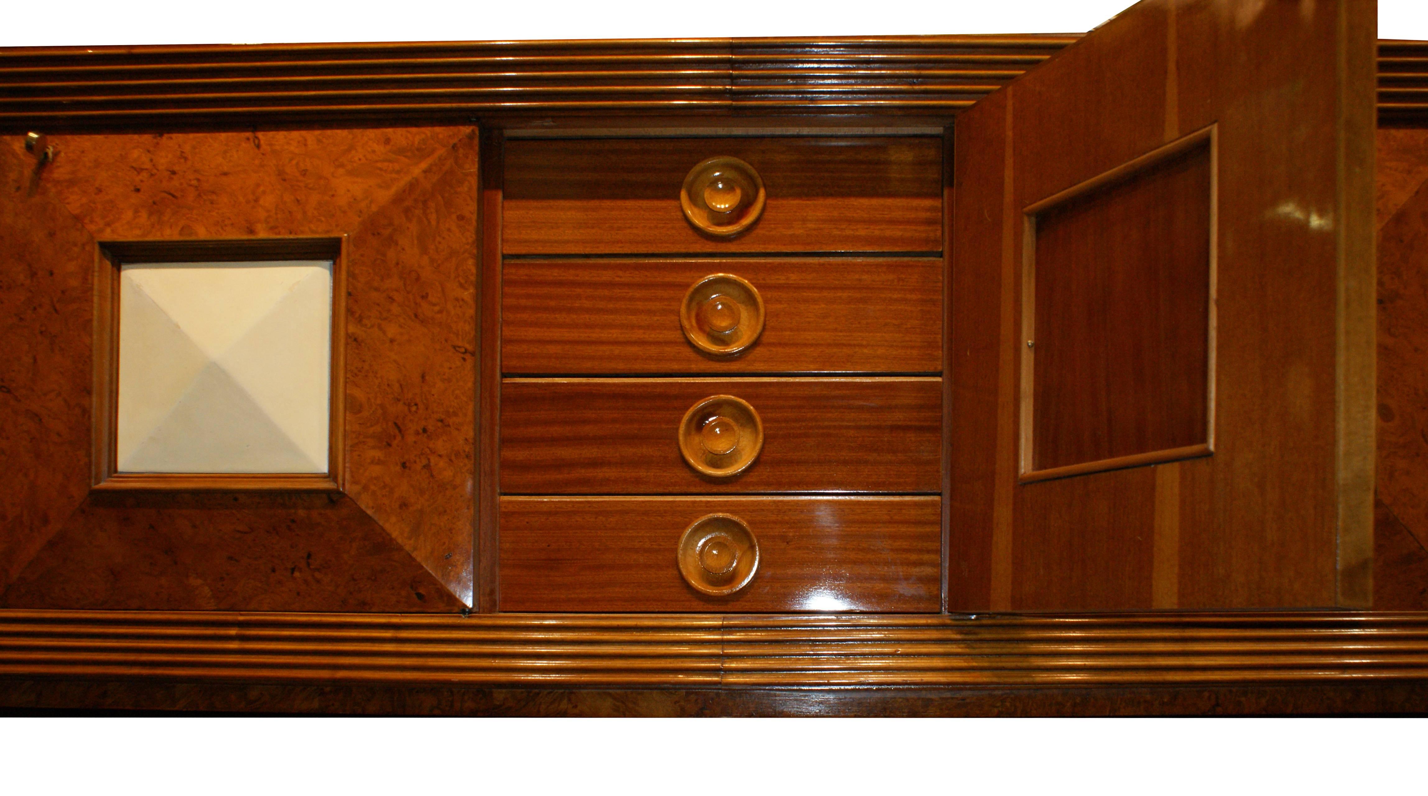 Italian 1930s Sideboard in Briar-Root and Parchment by Pierluigi Colli