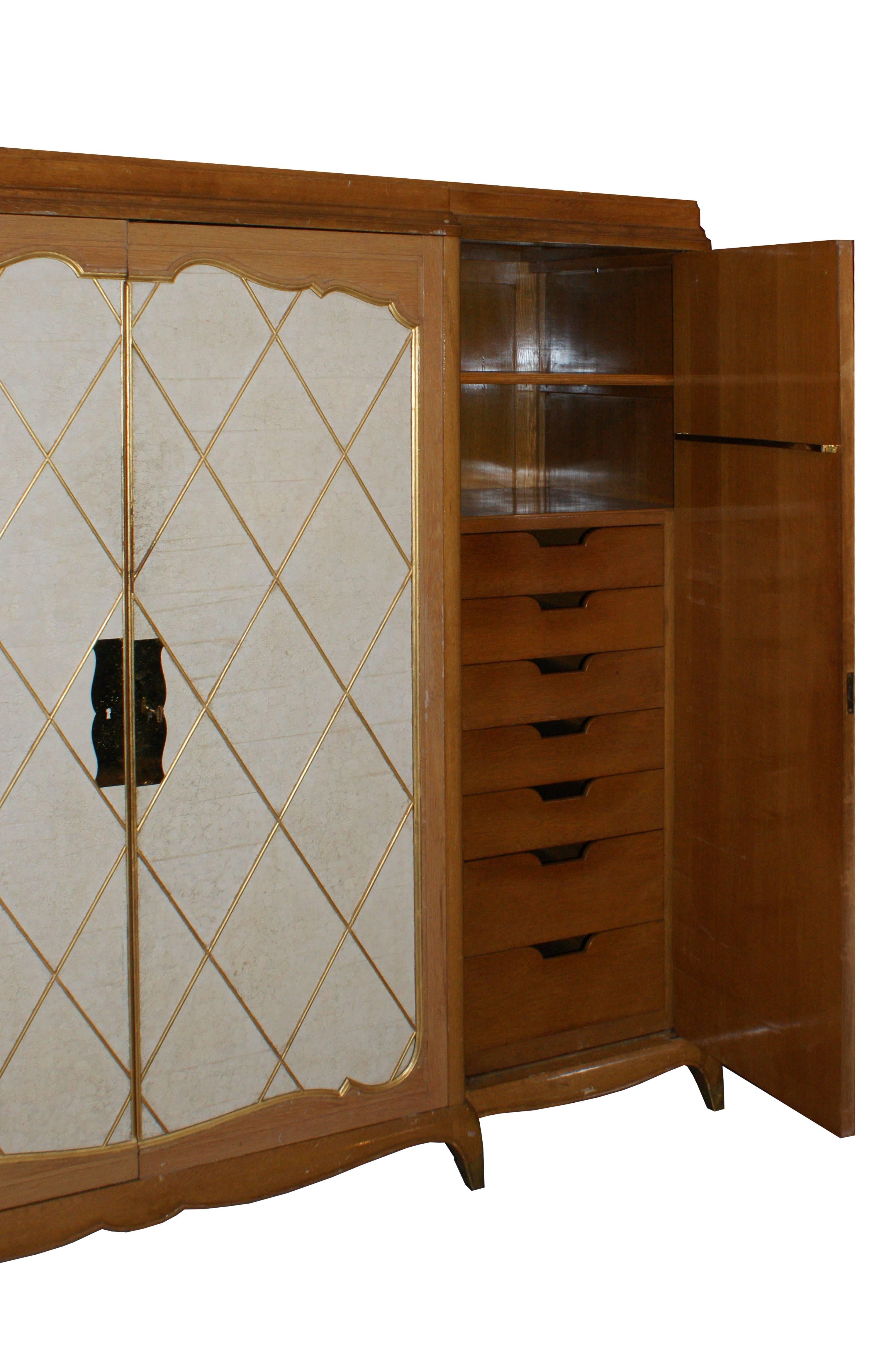 Art Deco Andrè Arbus, 1940s Wardrobe in Cherrywood and Eggshell, France For Sale