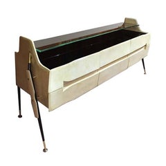 Cavatorta's Chest of Drawers, Italian from 1950, Ivory Parchment and Black Glass