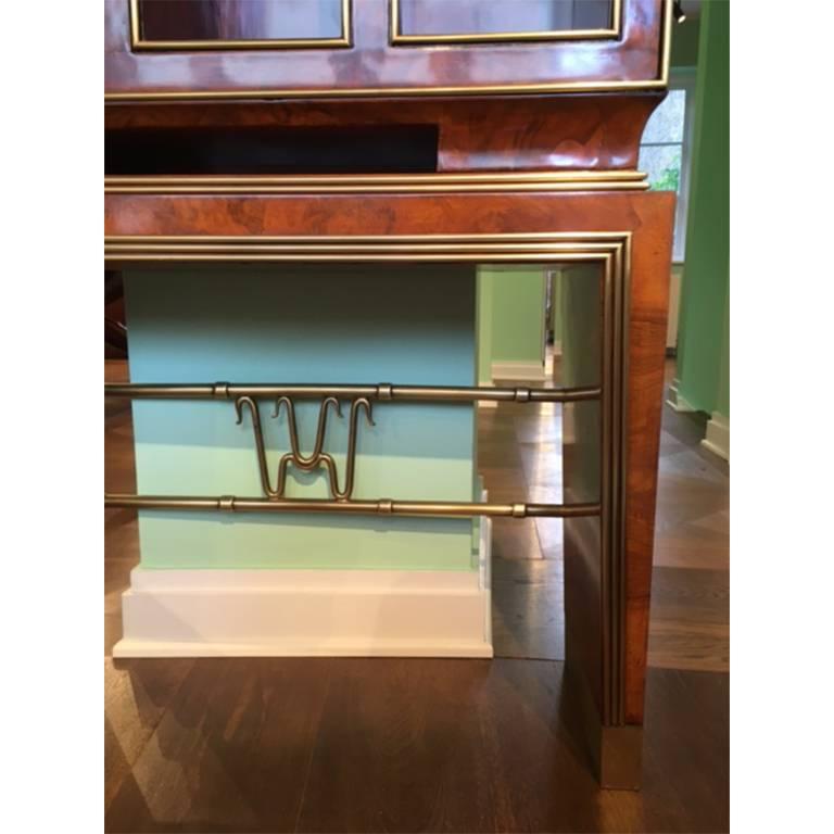 Gio Ponti Art Deco Briar Root Wood and Brass Italian Cabinet, 1932  For Sale 2