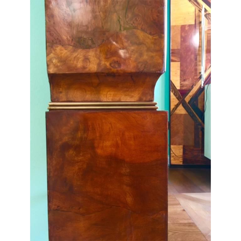 Gio Ponti Art Deco Briar Root Wood and Brass Italian Cabinet, 1932  For Sale 5