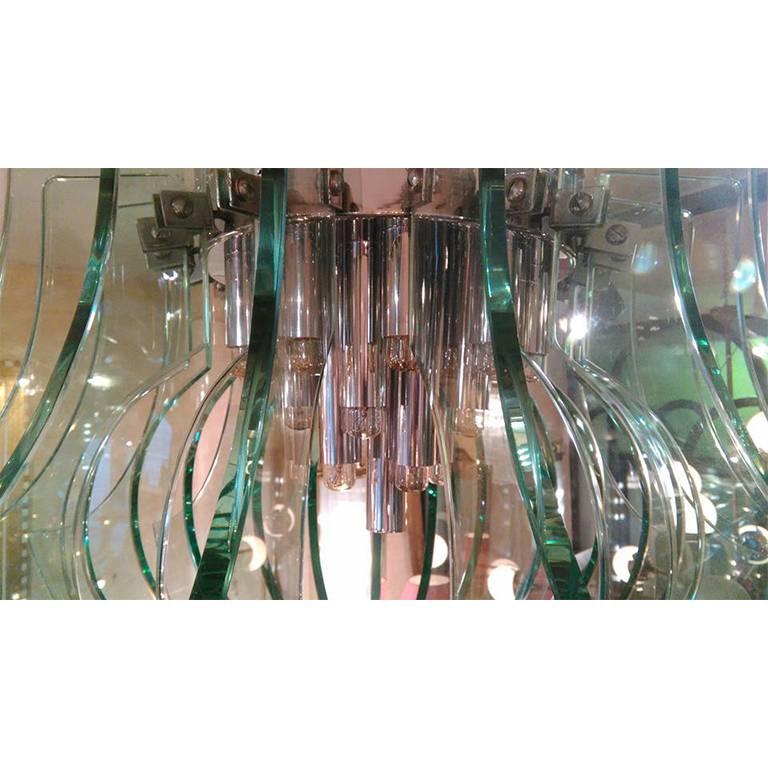 Mid-20th Century Round Glass Chandelier 2506 by G. Reggiori, Production Fontana Arte, Italy, 1968 For Sale