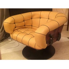 Armchair by M. Grierson, Body in Rosewood and Black Aluminium, Yellow Padding