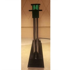 Green and Black Desk Lamp "Pausania" by E. Sottsass; Resin Body and Methacrylate