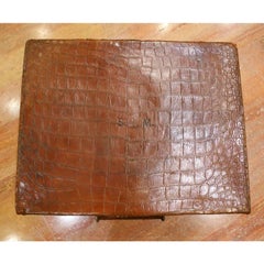 Travel Suitcase, Crocodile Leather with Metal Details, England, 1930