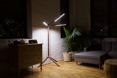 Walnut and Led Floor Lamp Handmade in Brooklyn by Mats Christeen