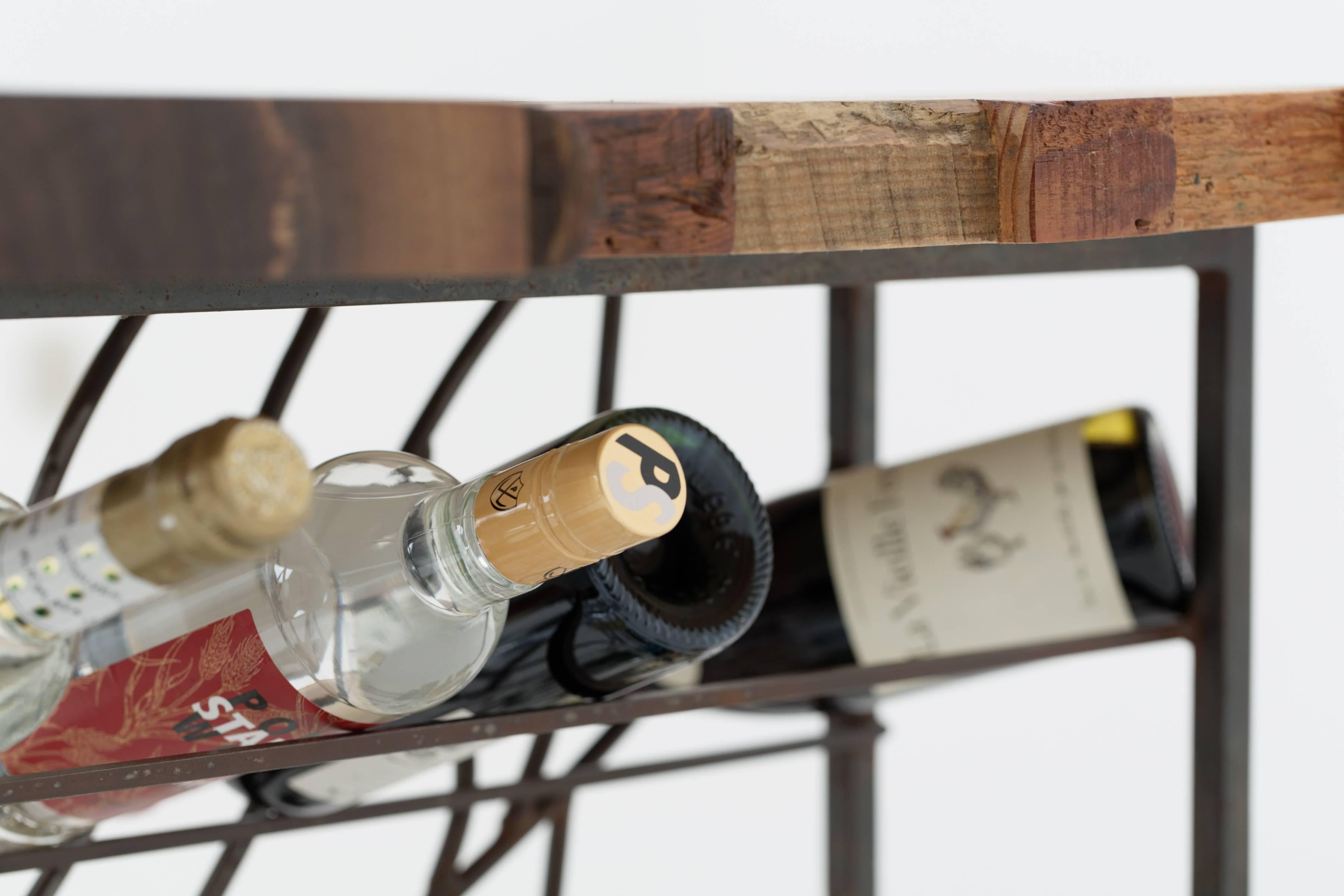 Hand-Crafted Raw Craft Table and Wine Rack One of a Kind, Handcrafted with Anthony Bourdain For Sale