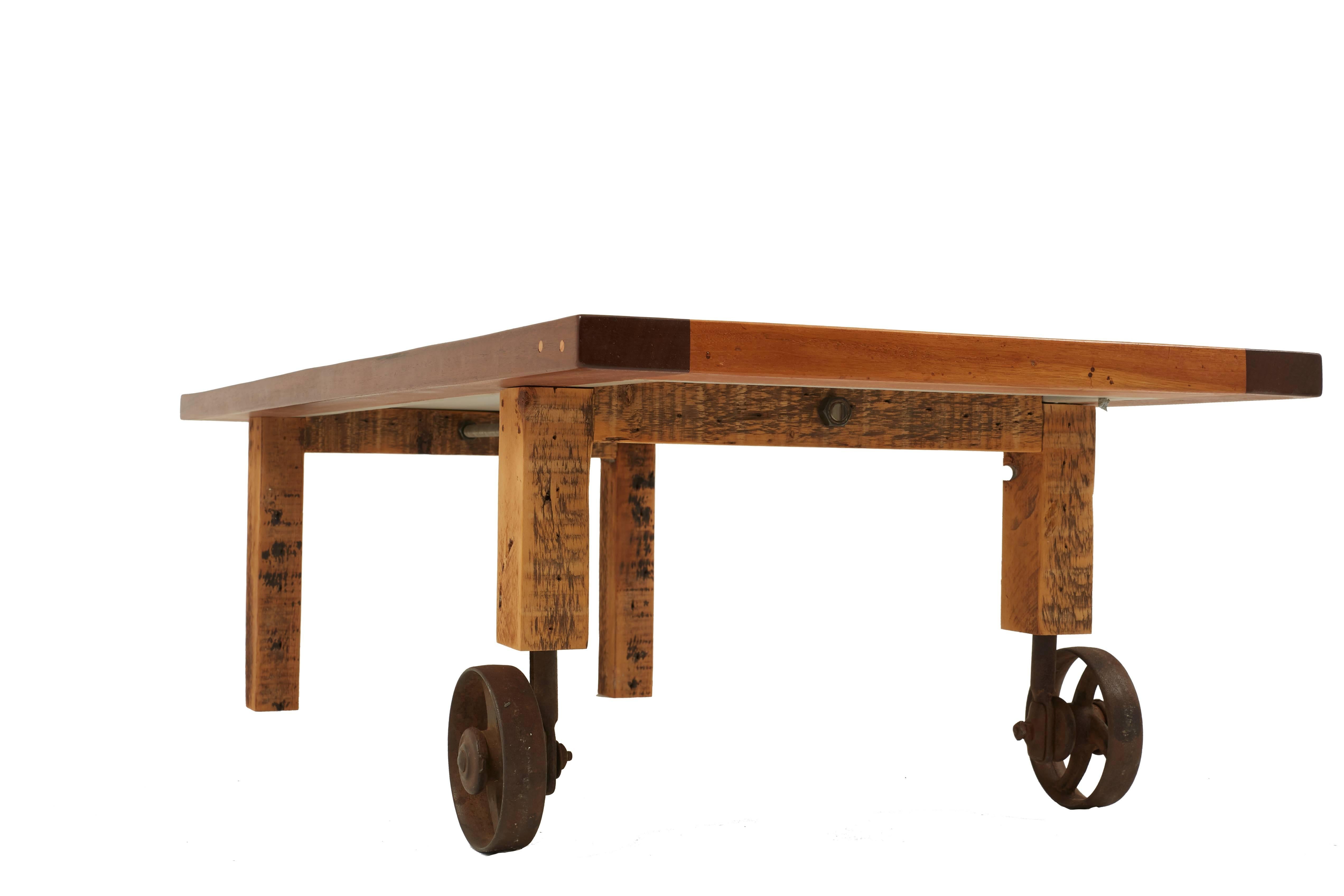 Hand-Crafted Handmade Coffee Table Made from Reclaimed Mahogany Door by Mats Christeen For Sale