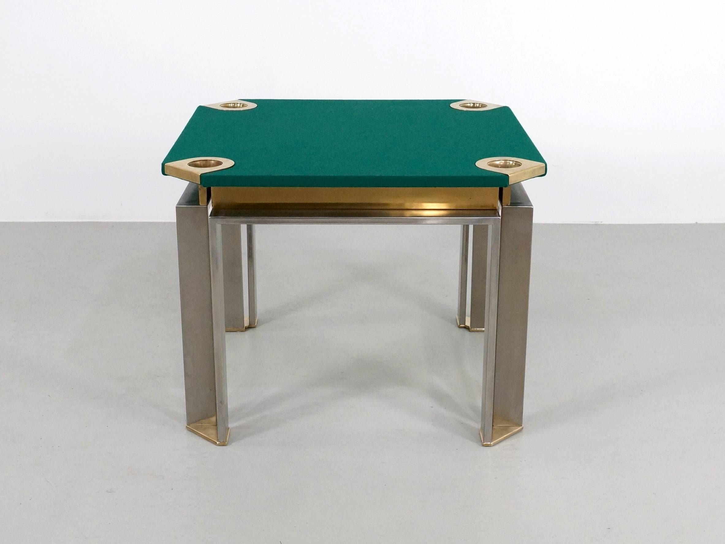 Italian Game Table by Romeo Rega in Brass and Stainless Steel