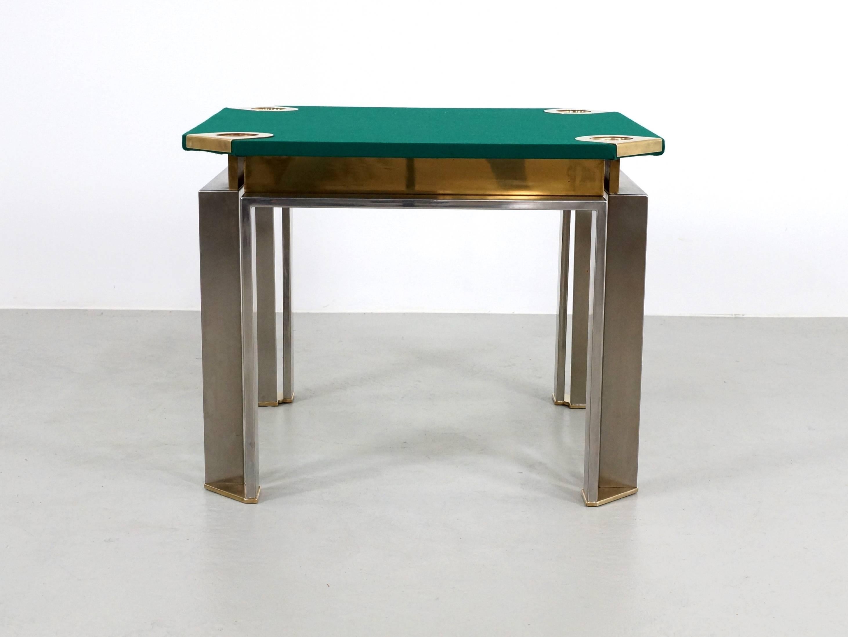 Game Table by Romeo Rega in Brass and Stainless Steel In Good Condition In 's Heer Arendskerke, NL