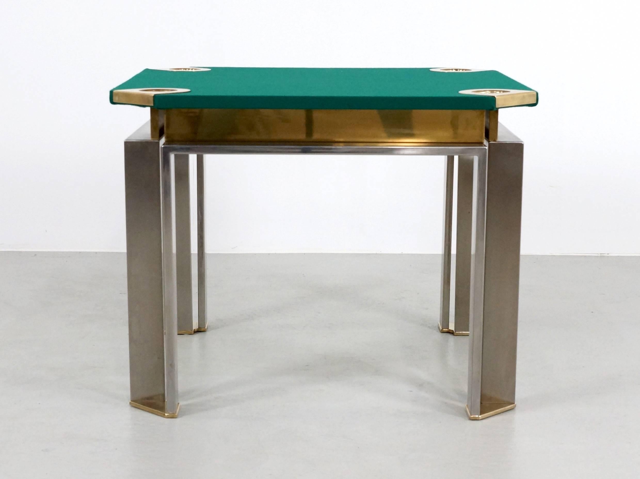 Mid-Century Modern Game Table by Romeo Rega in Brass and Stainless Steel