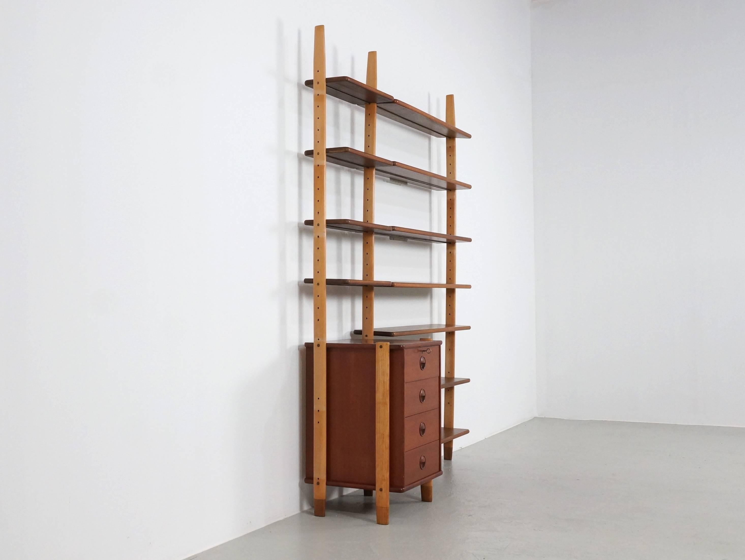 William Watting Shelving Wall Unit with Cabinet for Fristho, 1960s 1