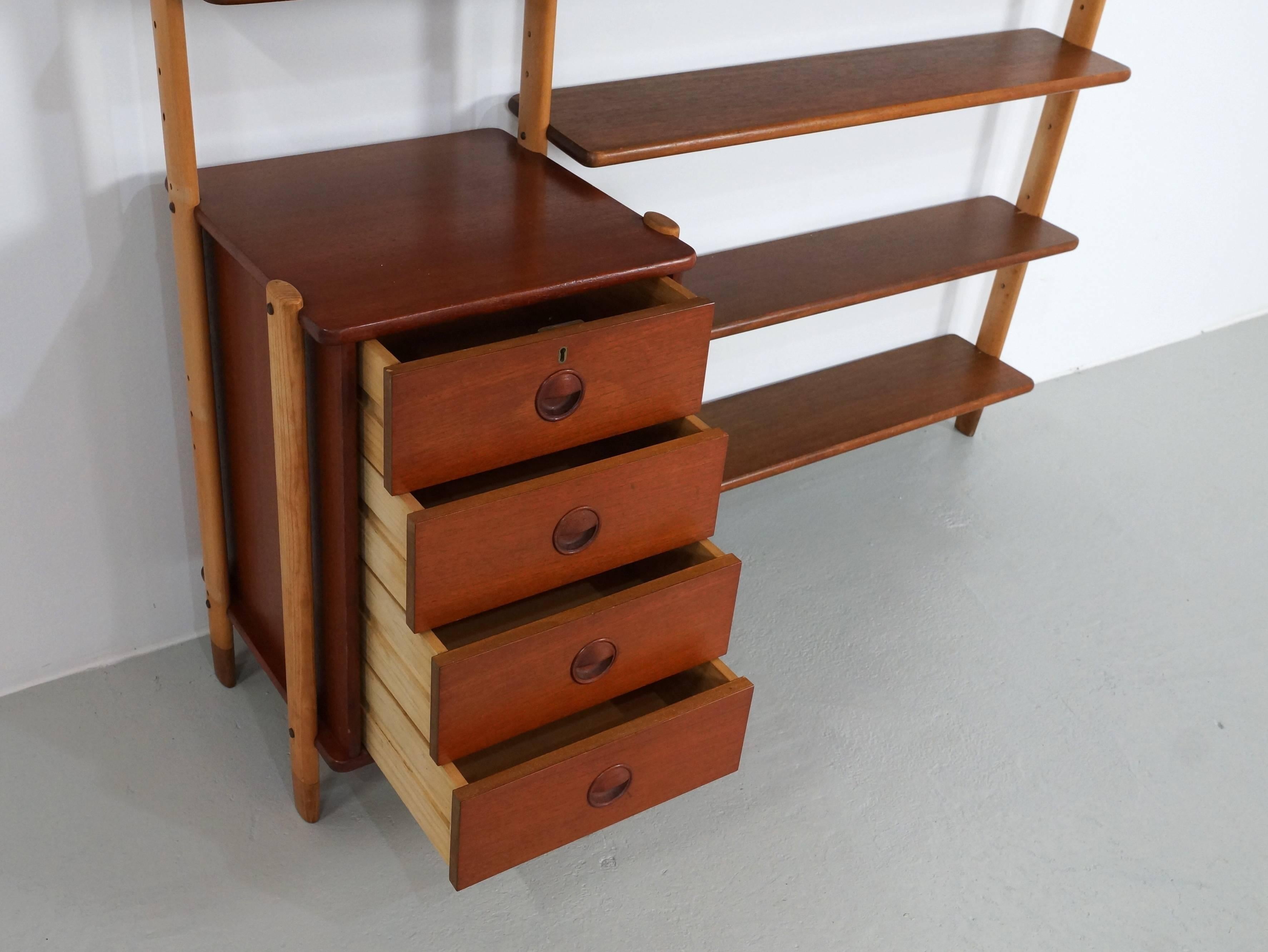 Dutch William Watting Shelving Wall Unit with Cabinet for Fristho, 1960s