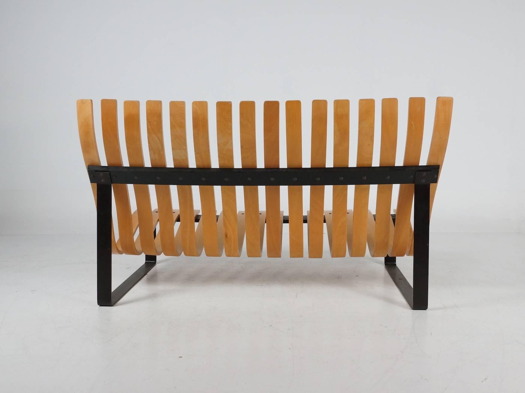 Mid-Century Modern Bentwood Slatted Bench by Kho Liang Ie for Artifort, 1968