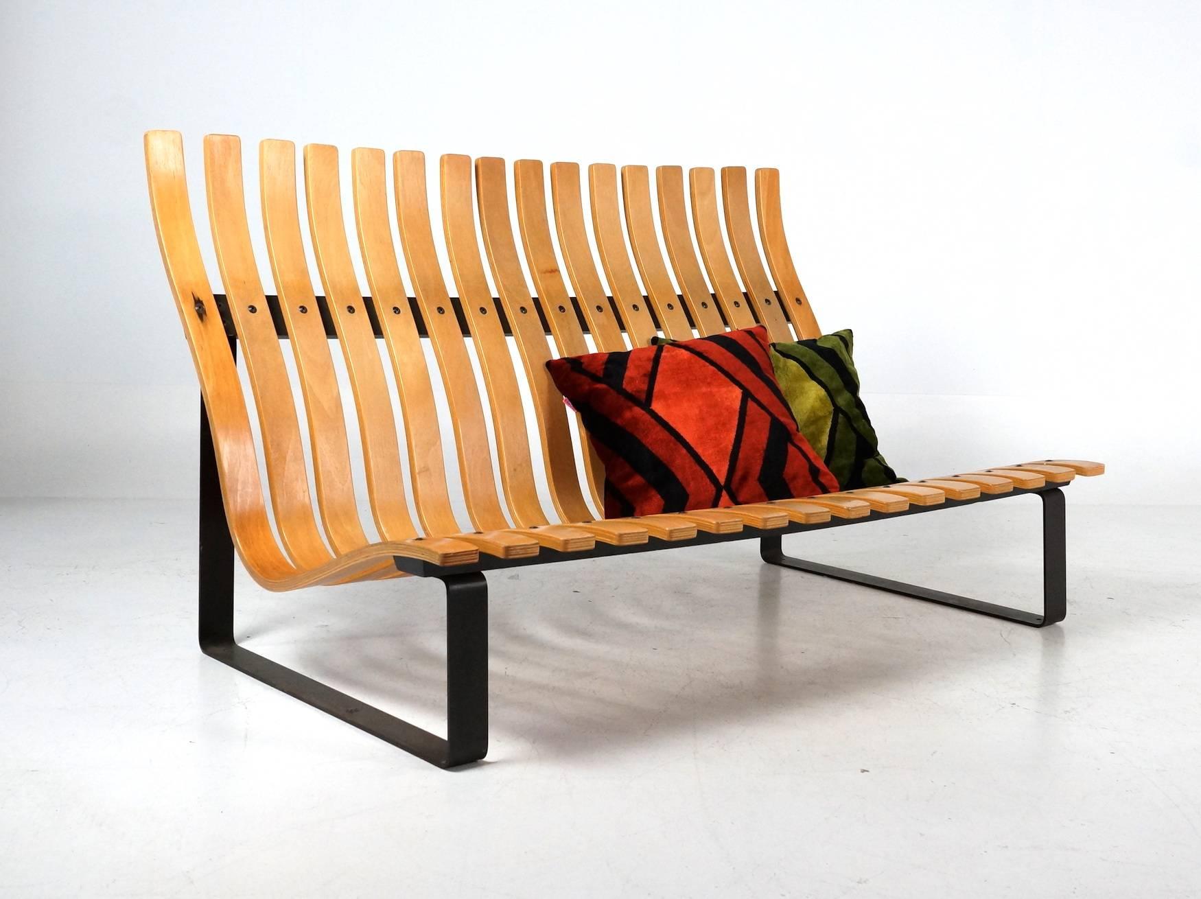 20th Century Bentwood Slatted Bench by Kho Liang Ie for Artifort, 1968