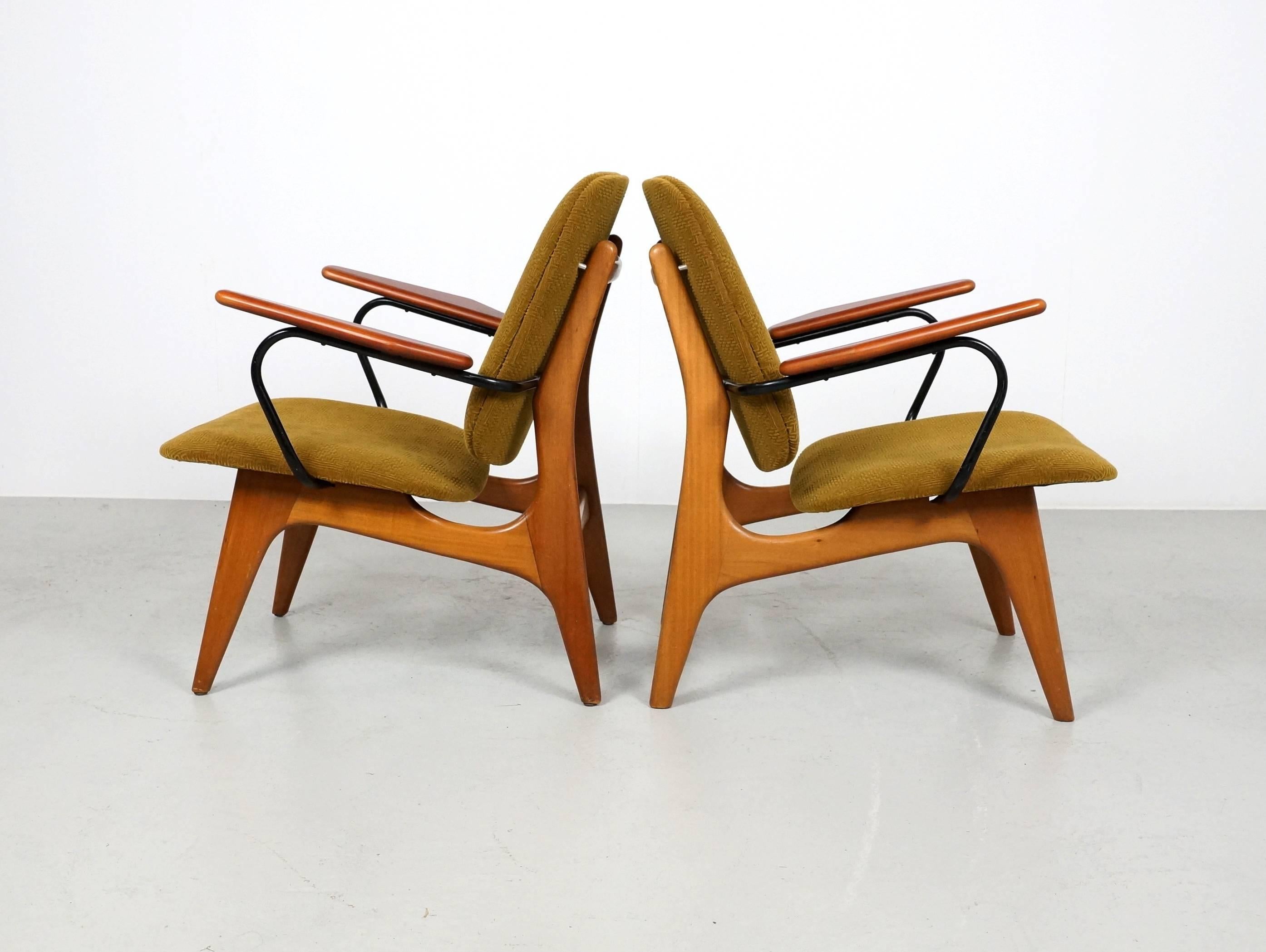 Mid-Century Modern 1960s Dutch Modernist Easy Chairs, Set of Two