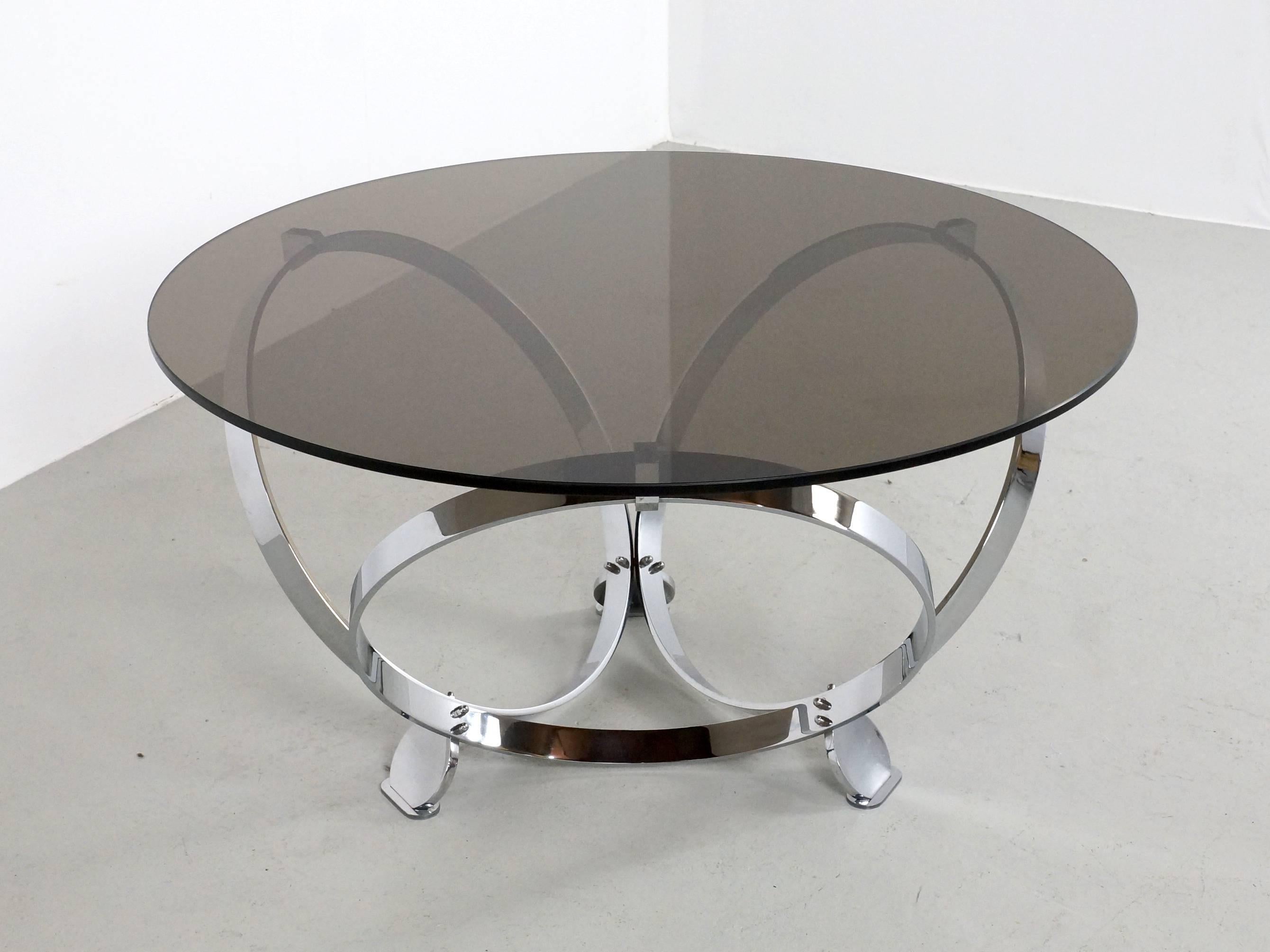 Mid-Century Modern Round Chrome Coffee Table By Knut Hesterberg 1970 For Sale