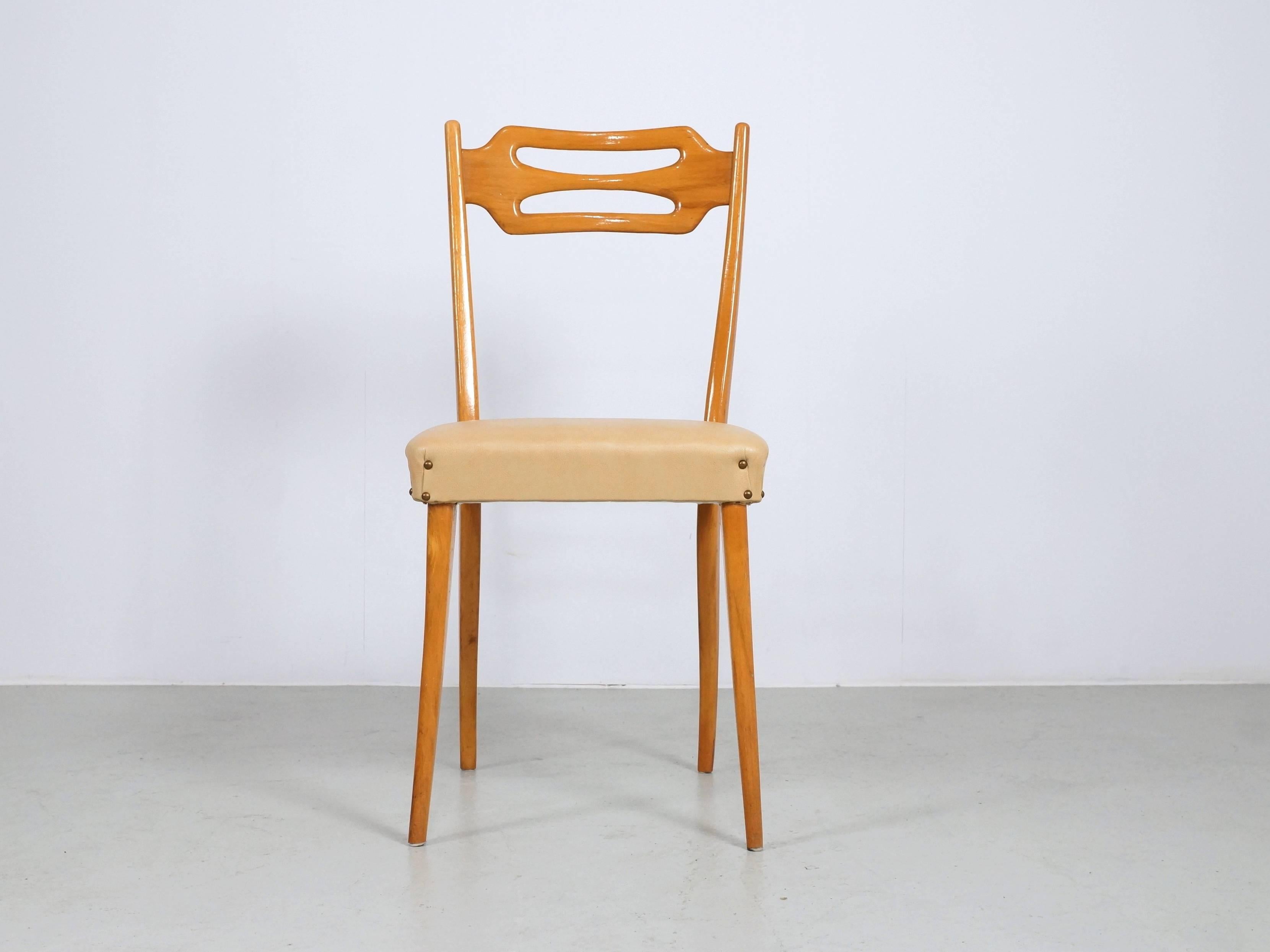 Italian Dining Chairs in Polished Maple Wood, Set of Six In Good Condition For Sale In 's Heer Arendskerke, NL