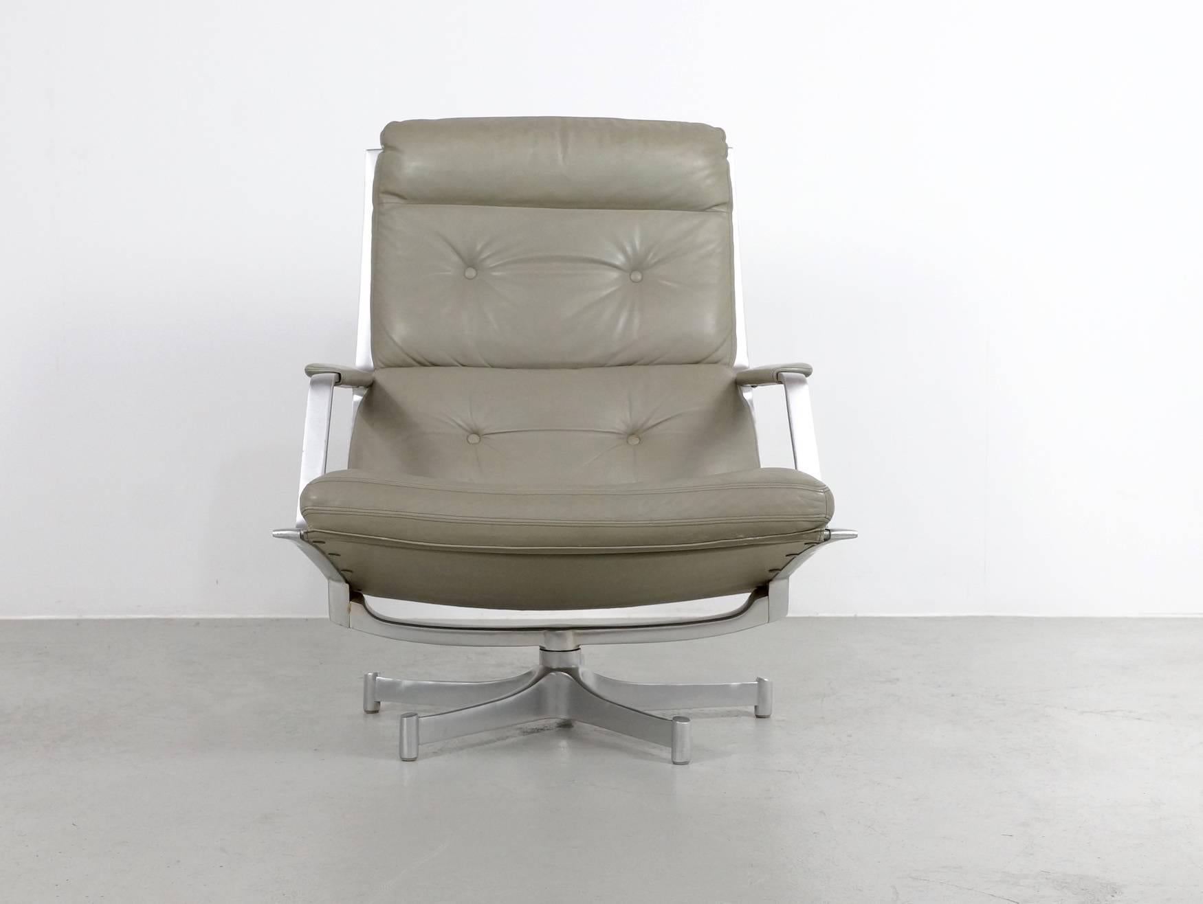 Mid-Century Modern Fabricius & Kastholm FK85 Grey Leather Lounge Chair for Kill International, 1962