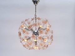 Mid-Century Italian Glass Sputnik Chandelier in Fontana Arte Style