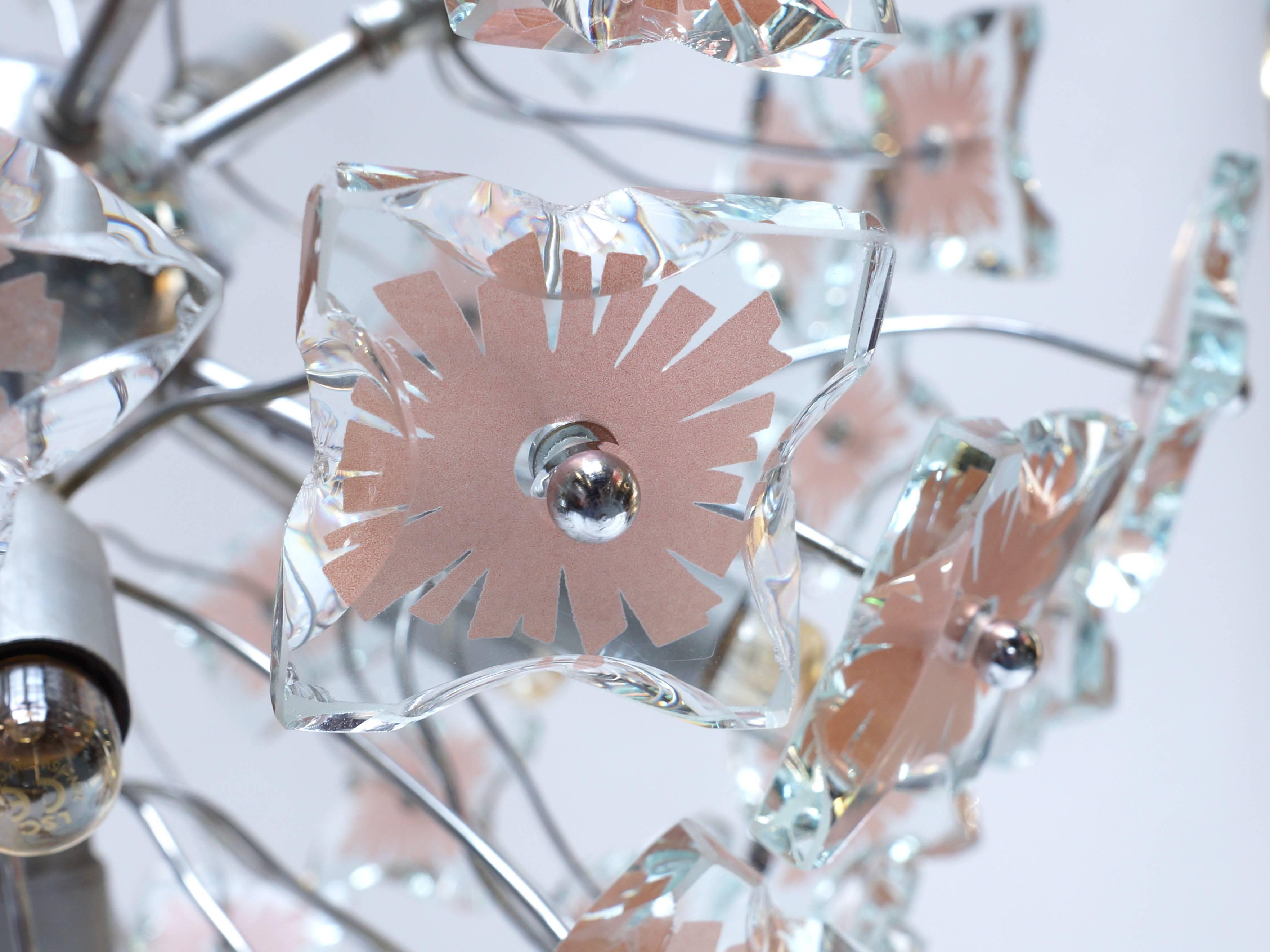Mid-Century Italian Glass Sputnik Chandelier in Fontana Arte Style For Sale 1
