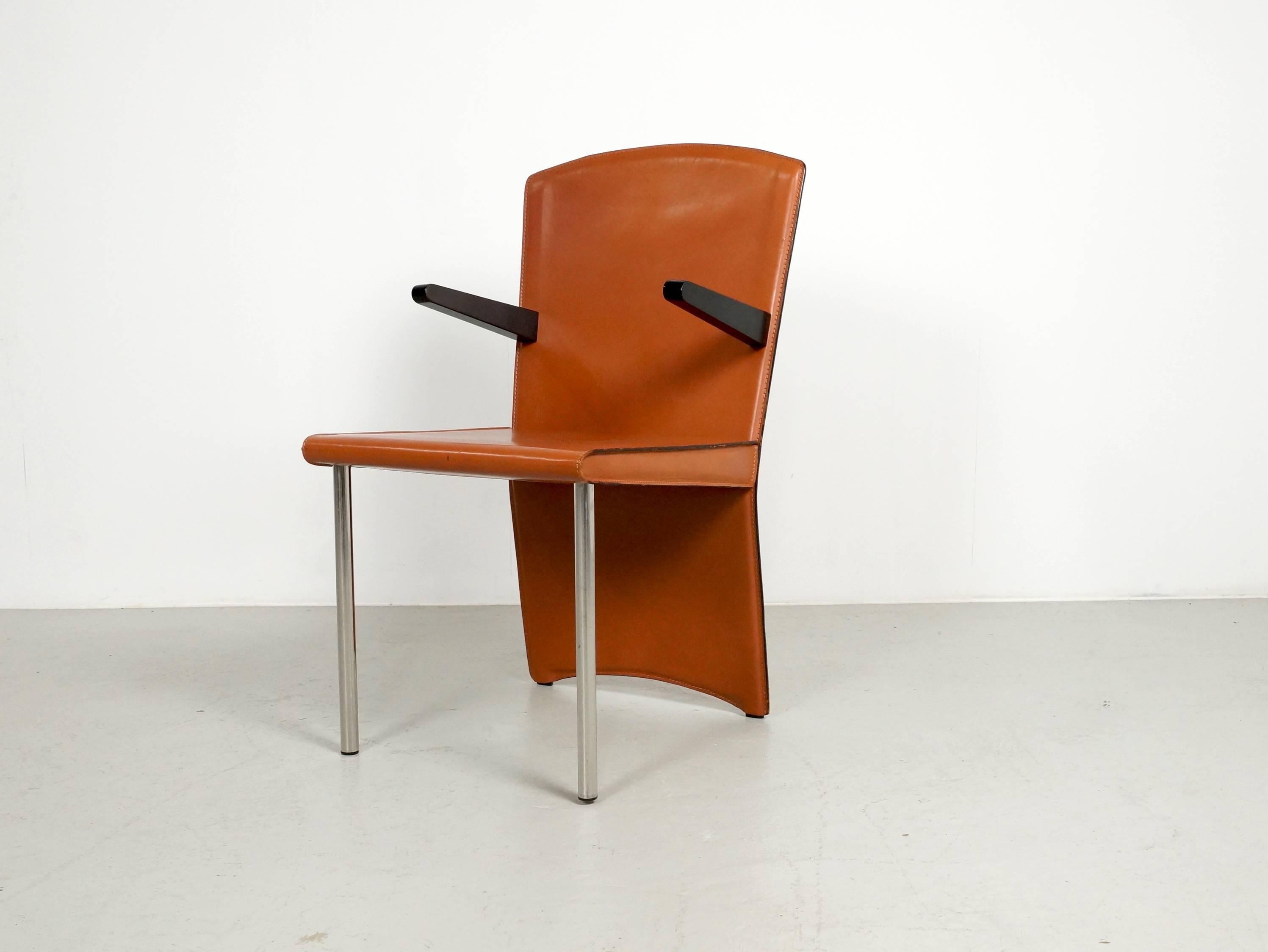 Late 20th Century Cognac Leather Dining Chairs by Andrea Branzi for Zanotta, 1980s