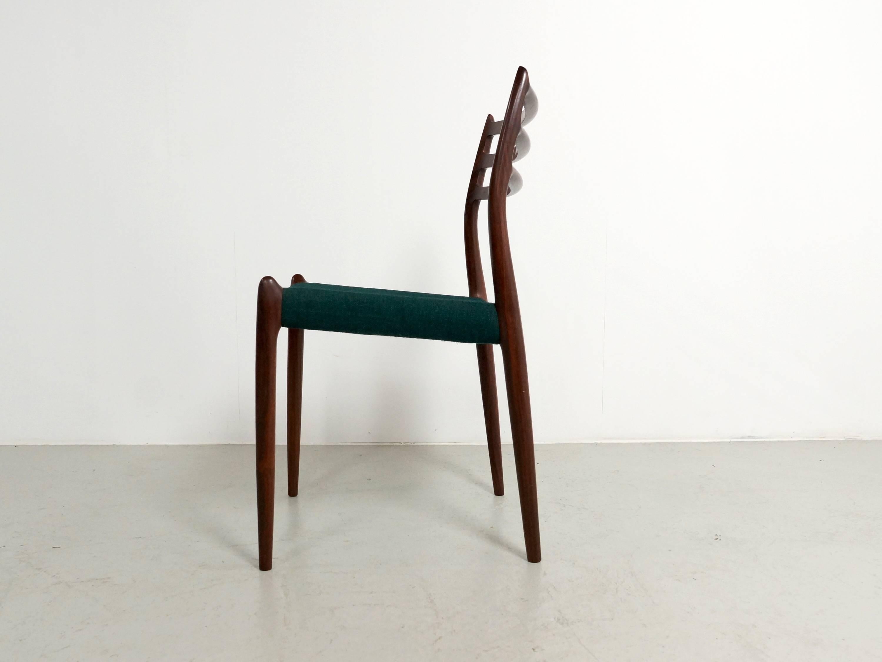 Danish Set of Six Rosewood Dining Chairs by Niels O. Møller, Model No 78