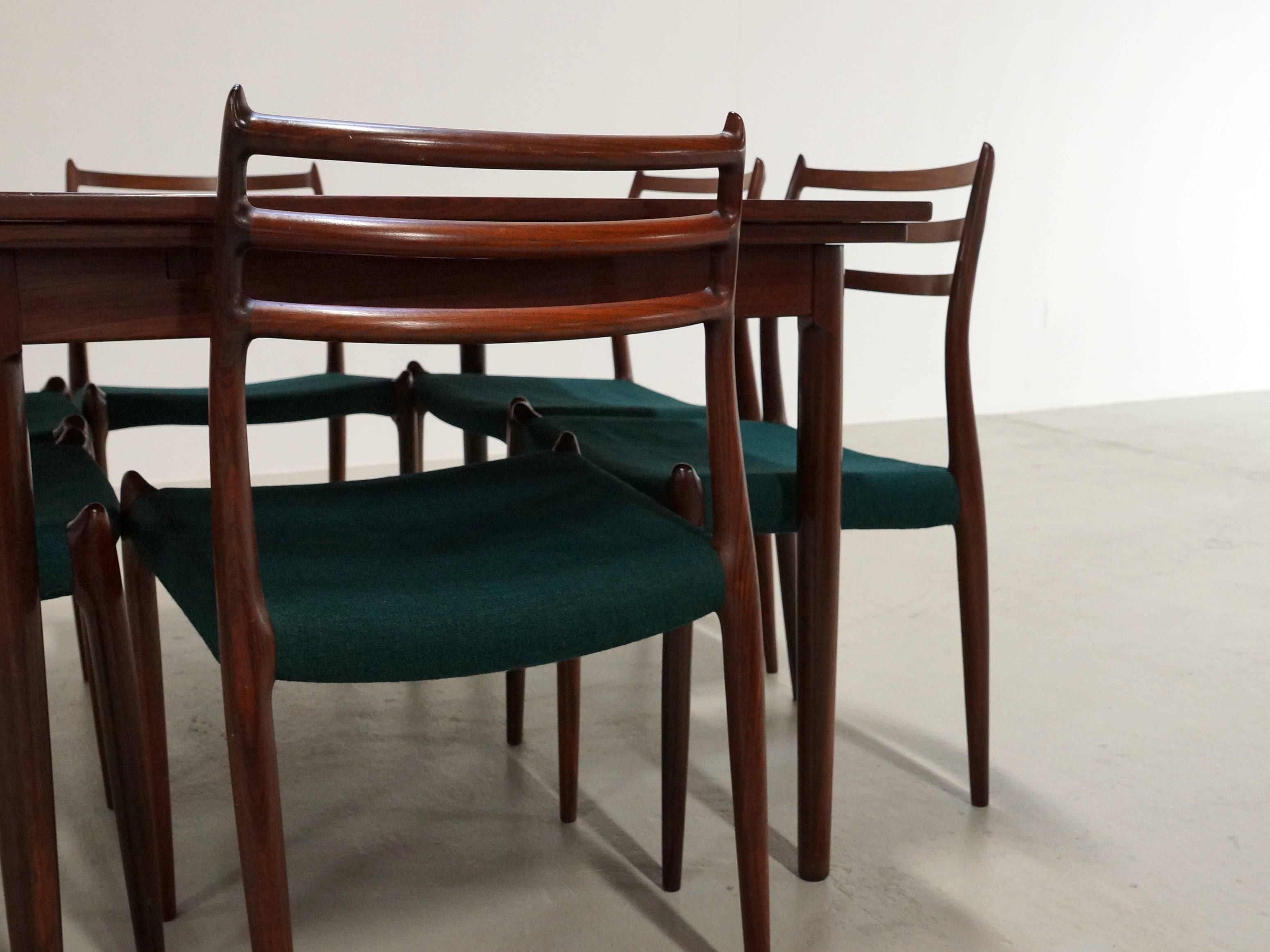 Set of Six Rosewood Dining Chairs by Niels O. Møller, Model No 78 3