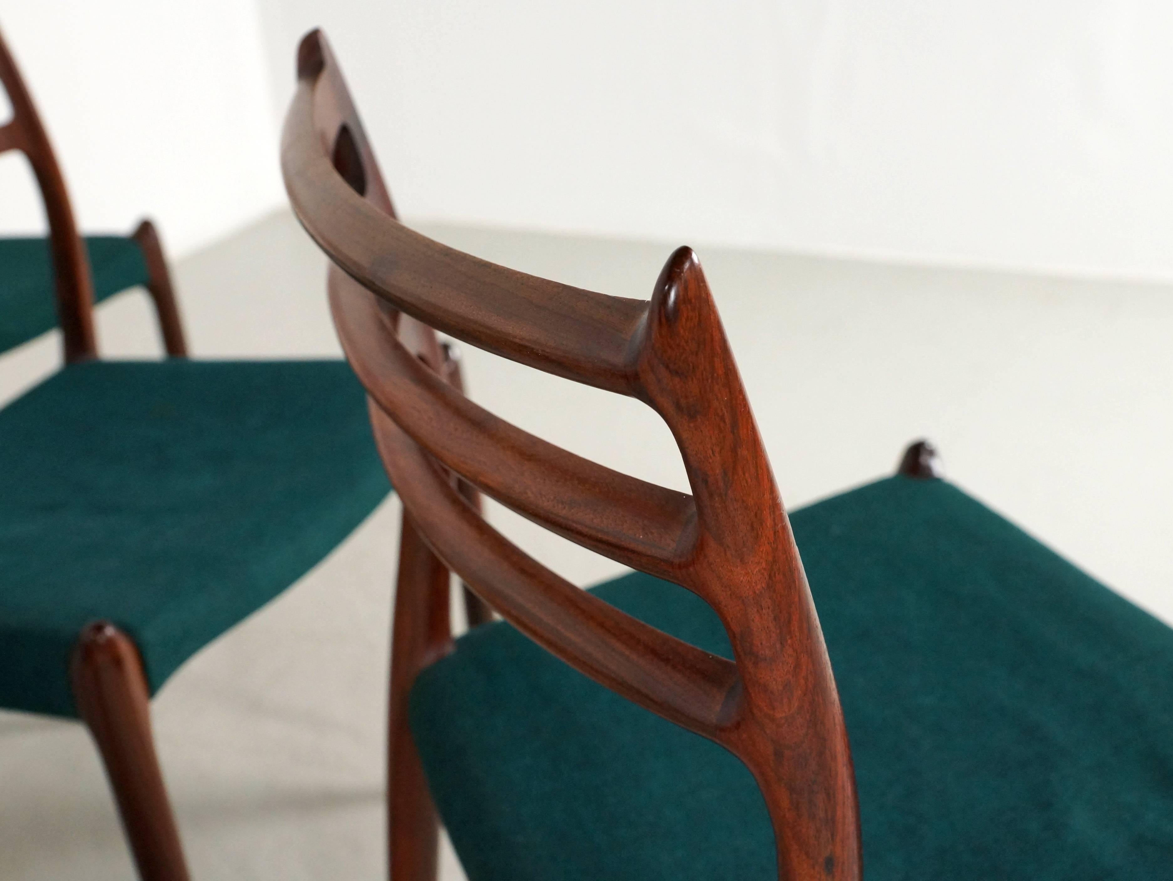 20th Century Set of Six Rosewood Dining Chairs by Niels O. Møller, Model No 78