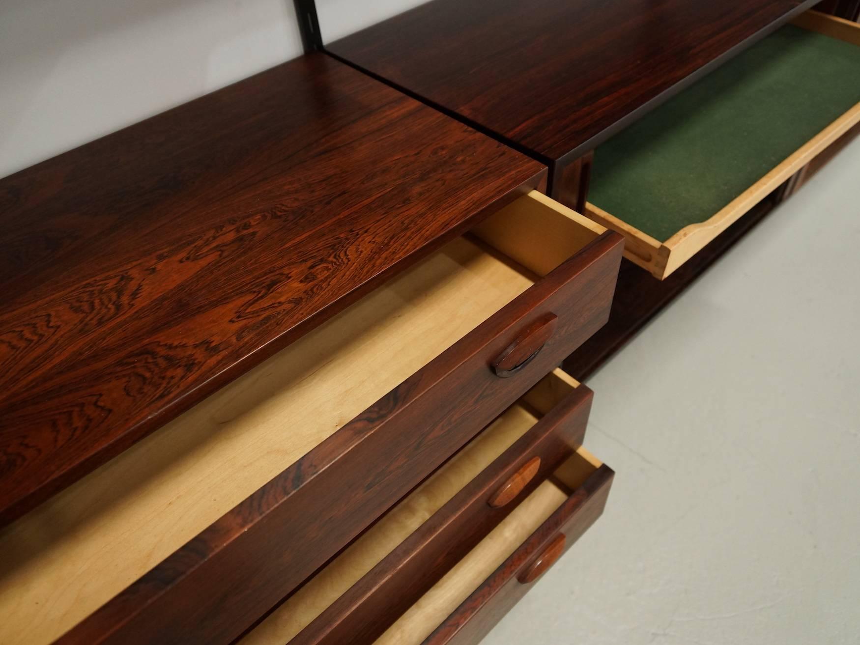 20th Century Rosewood Wall Unit by Kai Kristiansen for Felballes Møbelfabrik, Denmark, 1960s