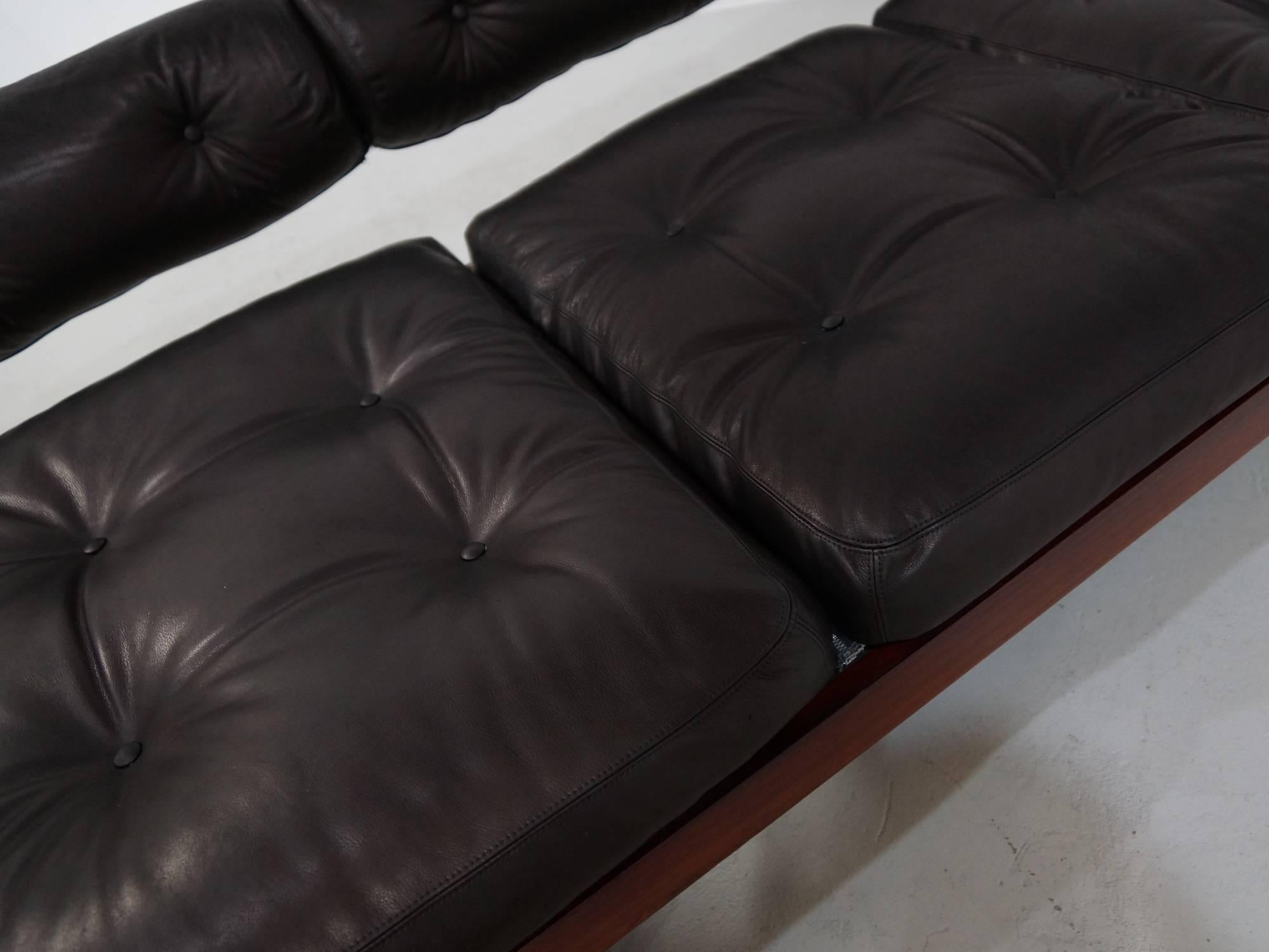 Rosewood and Black Leather Sormani Daybed, 1963 4