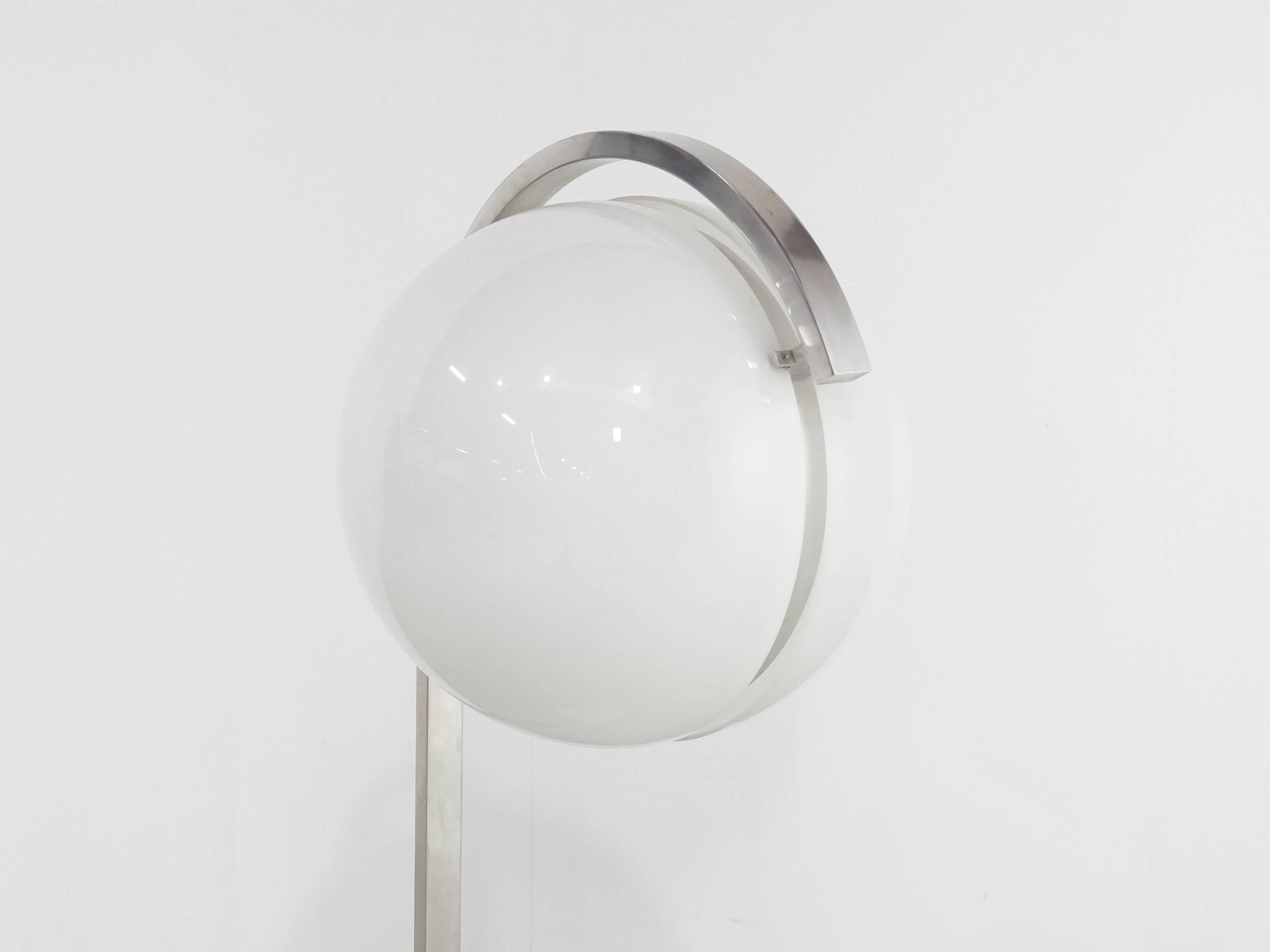 Mid-Century Modern Acrylic Globe Floor Lamp on Carrera Marble Base, Italian, 1960s For Sale