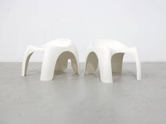 Set of Two Efebo Stackable Stools White ABS, Design by Stacy Dukes, 1960