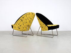 Ultra Rare Yellow and Black Upholstered Artifort 115 by Theo Ruth, 1958