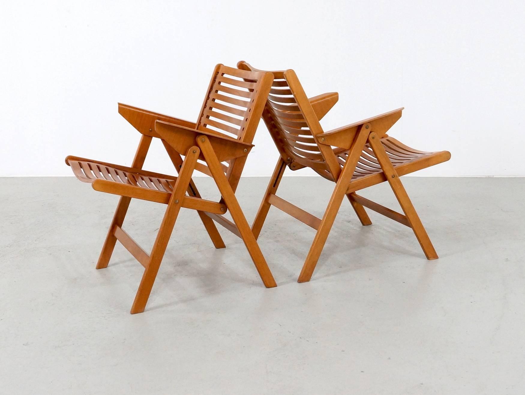 Beechwood Rex Folding Easy Chairs by Niko Kralj, Set of Four 3