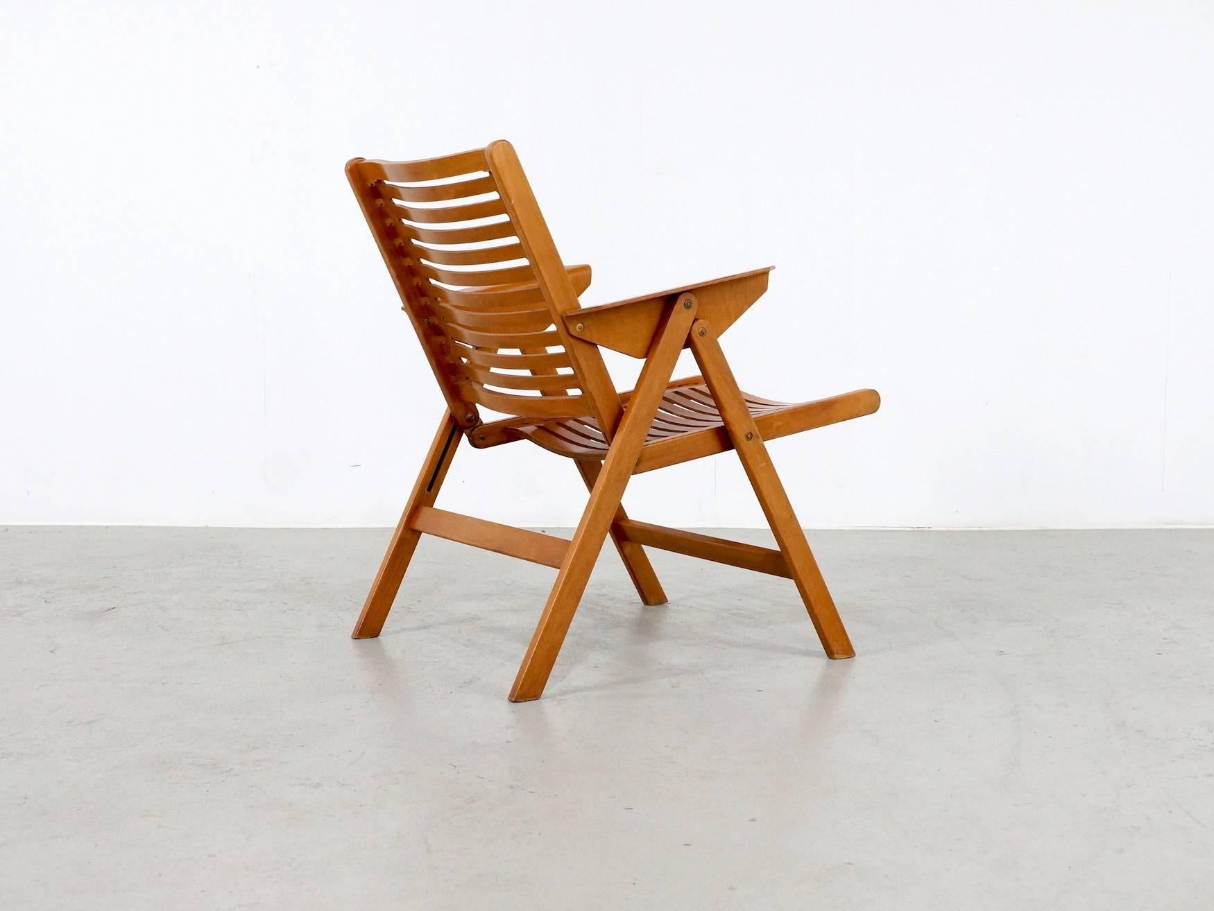 Beechwood Rex Folding Easy Chairs by Niko Kralj, Set of Four In Good Condition In 's Heer Arendskerke, NL