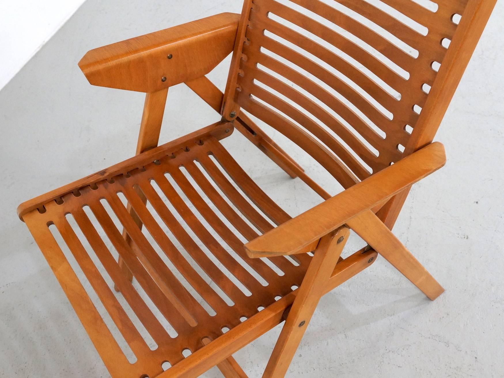 Beechwood Rex Folding Easy Chairs by Niko Kralj, Set of Four 1