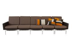 Brown 5 Element Sectional Sofa on a Chromed Steel Base, 1972
