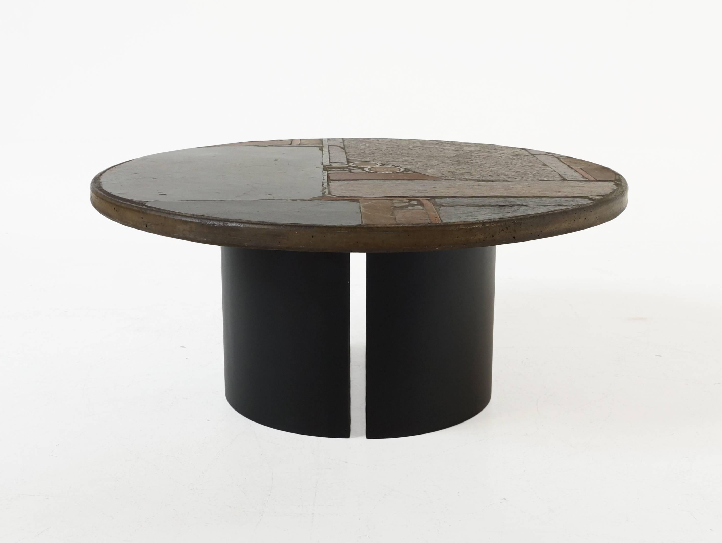 Mid-Century Modern Circular Slate Coffee Table by Paul Kingma, 1967