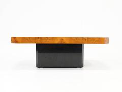 Rizzo Style Rectangular Burl Wood Coffee Table with Liquor Storage
