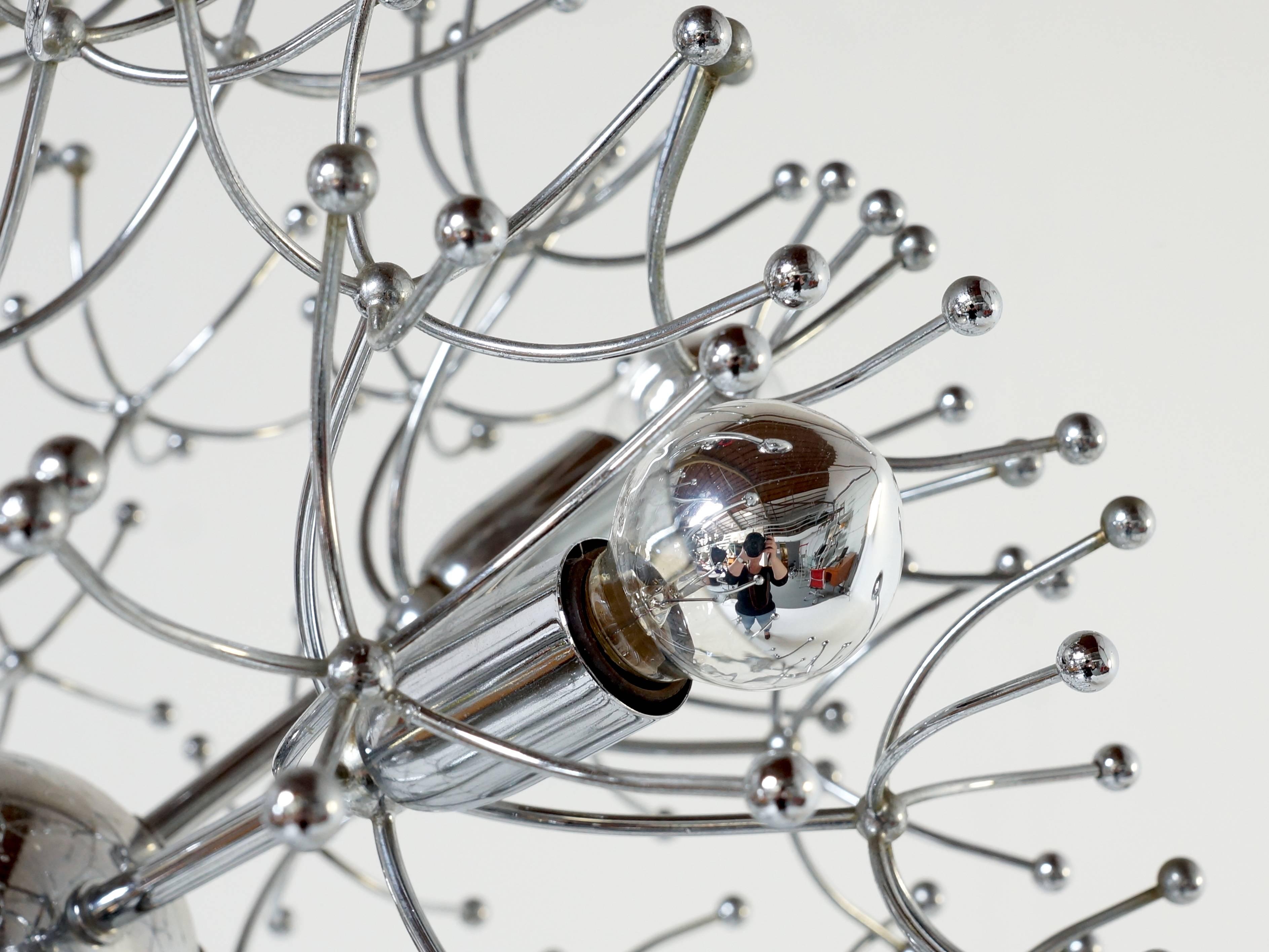 Mid-Century Modern Typical 1960s Chrome Sputnik Chandelier by Gaetano Sciolari