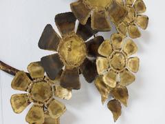 Brutalist Brass Flower Wall Sculpture Cliff Hyink