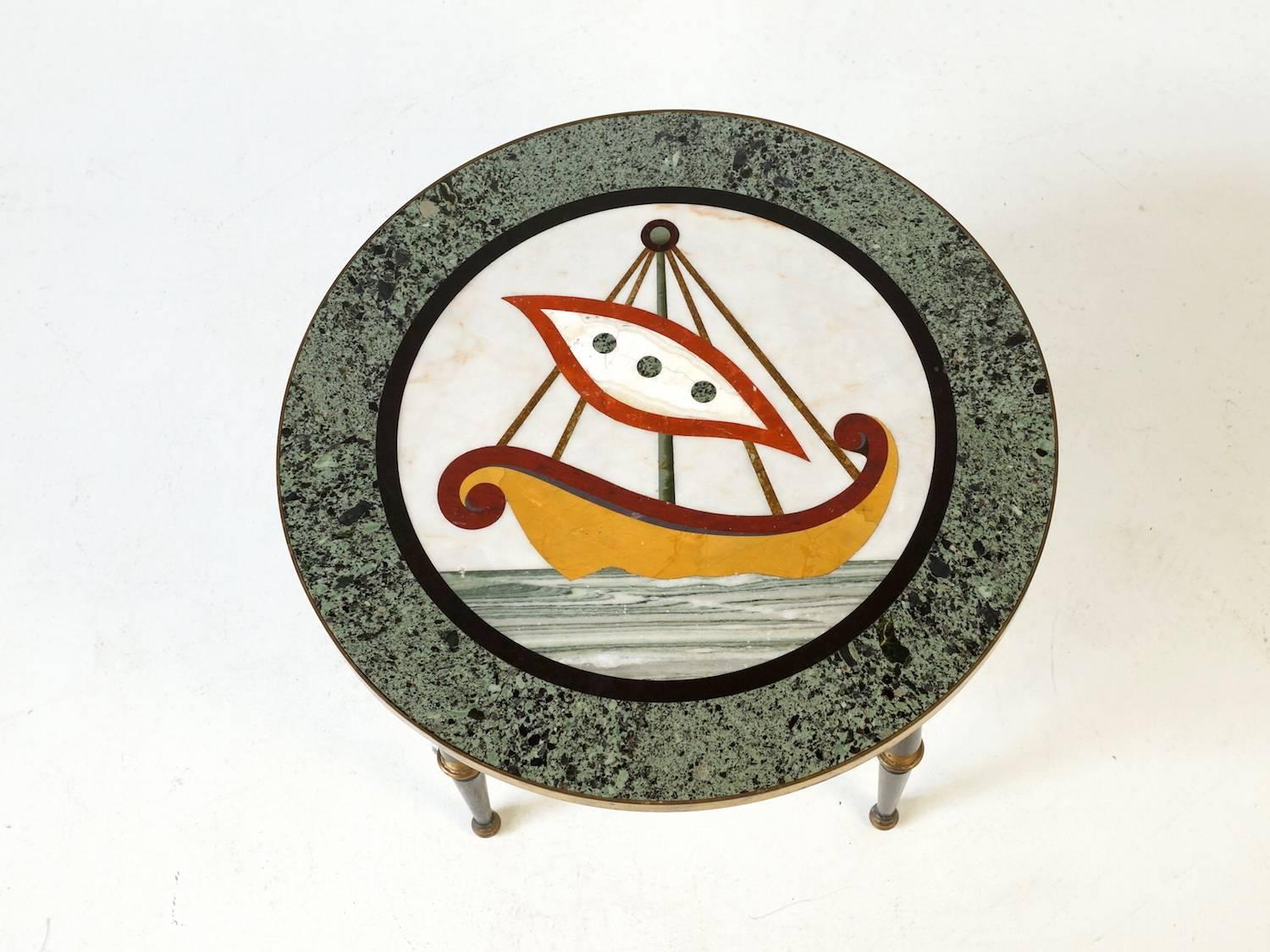 Mid-Century Modern Italian Figurative Marble Side Table