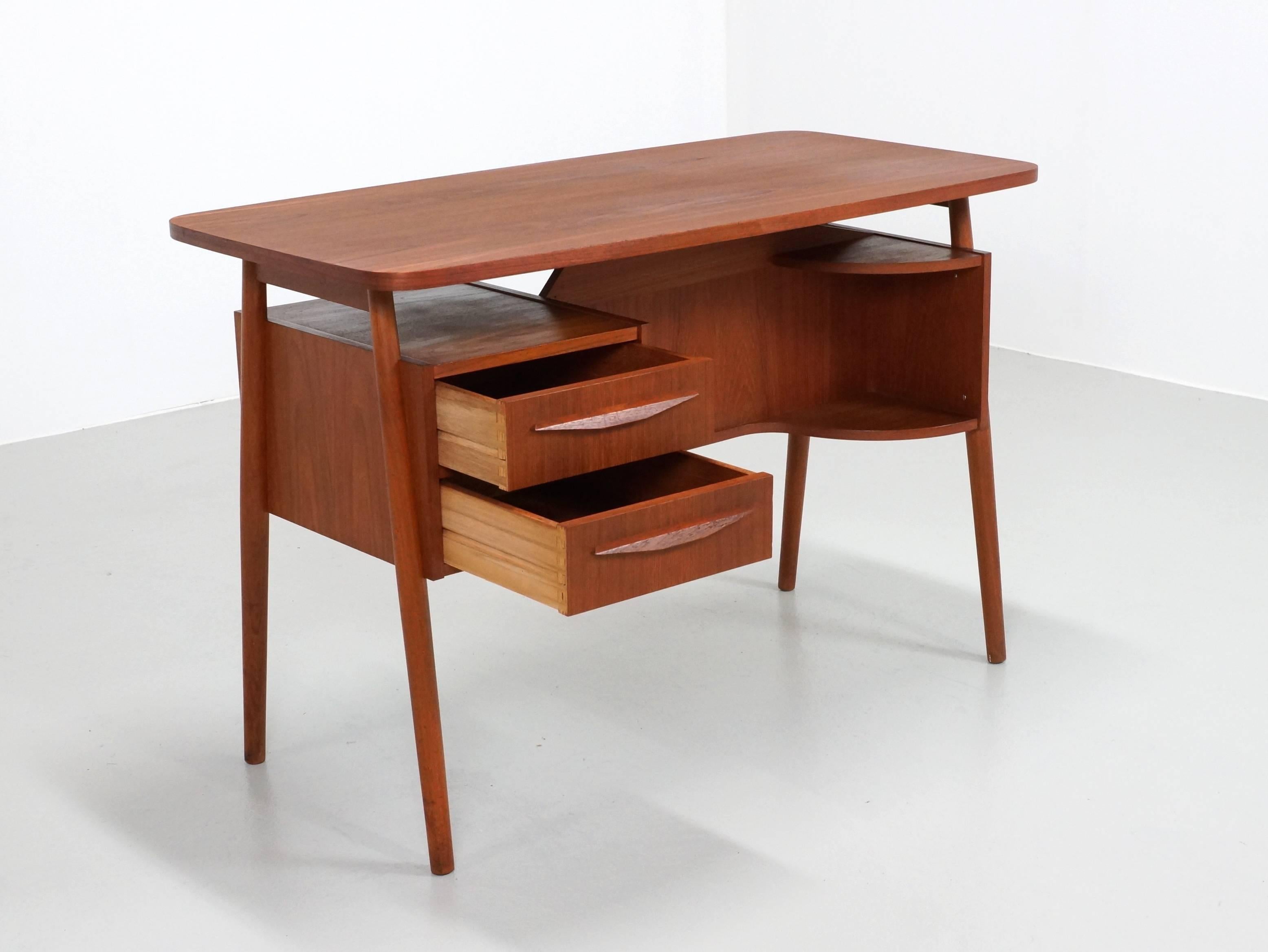 Scandinavian Modern Small Teak Desk by G. Tibergaard for Ikast Møbelfabrik, Denmark