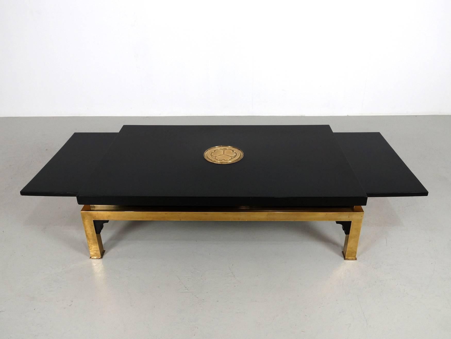 Hollywood Regency Black Italian Coffee Table with by Tomasso Barbi